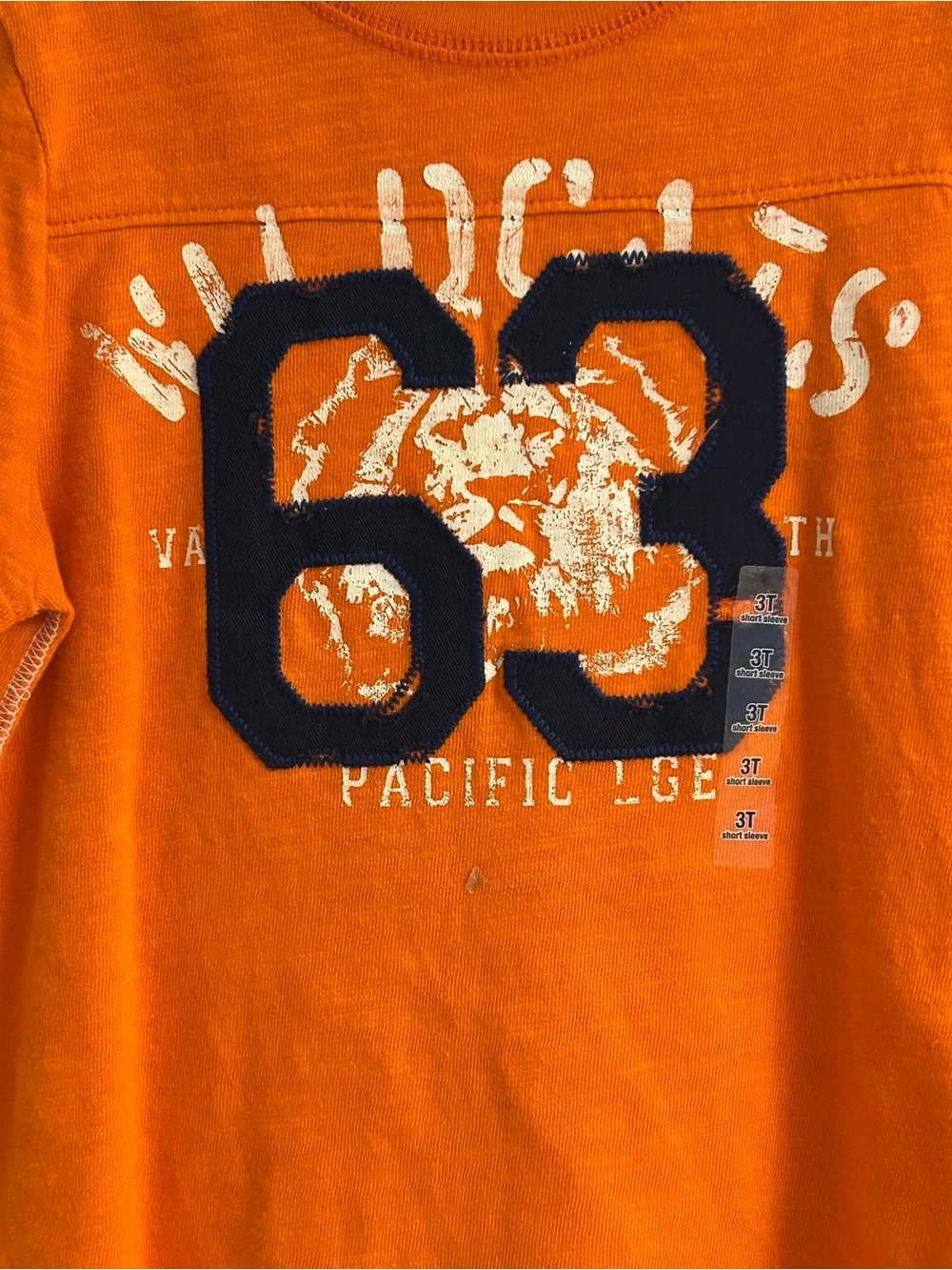 NWT-Boys Arizona Jean Company Orange Tee with Navy '63' On The Front